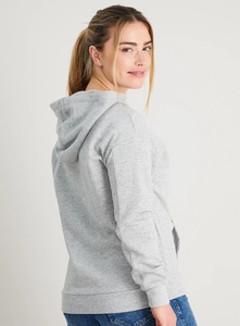 Sudadera con Capucha de Forro Polar Gris para Mujer, Corte Regular, Color Sólido, Informal, con Bolsillo, para Otoño, Ropa Deportiva - Product Image 5
