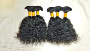Lot de mèches de cheveux humains indiens Remy 100% naturels avec closure, double trame machine, livraison rapide, non traités, texture Kinky Straight, lisses, bouclés, volumineux - Product Image 6