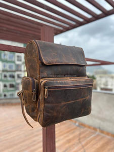 กระเป๋าเป้สะพายหลังเดินทางหนังสีน้ำตาลวินเทจแท้ขนาดใหญ่กระเป๋าหนังบุนวมสำหรับทั้งชายและหญิง - Product Image 6