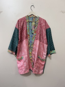 Kimono Corto de Verano, Bata de Dormir, Kimono Vintage de Seda Suave, Kimono para Dormir - Product Image 2