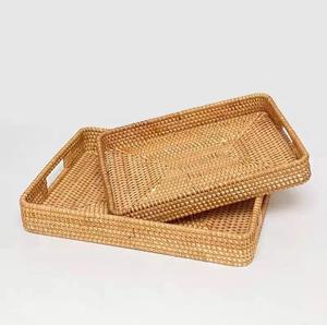 Rattan <b>Tray</b> <b>Basket</b> Durable Eco Friendly Woven Round <b>Basket</b> for Table Decoration and Serving Vietnam - Product Image 1