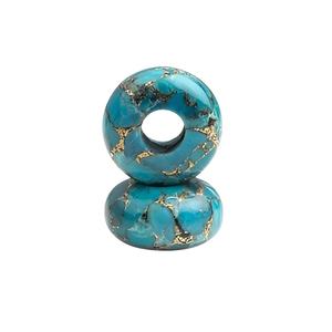 Cuentas de piedras preciosas calibradas de tamaño de agujero grande liso con forma de rondelle turquesa de cobre azul pulido Natural de 14x8mm para hacer joyas - Product Image 1