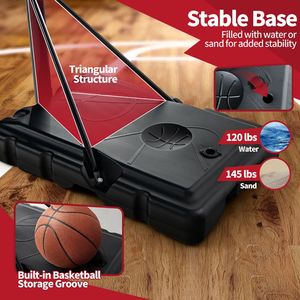 Canestro da Basket Portatile Regolabile con Tabellone Infrangibile e Ruote per Campi Esterni - Product Image 6