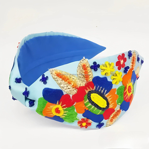 Bandeau/Élastique à Cheveux Unisexe Léger et Ajustable en Tissu Brodé Floral Perlé Fait Main Écologique Style Desi Swag Coloré - Product Image 5