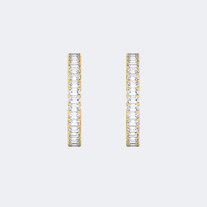 Pendientes de Aro Abierto con Diamantes de Corte Esmeralda de 5.20 CTW - Product Image 4