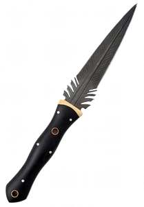 Cuchillo Artesanal Decorativo con Hoja Fija en Forma de Pluma, Mango de Madera Negra Personalizado, Guarda de Latón, Herramienta de Colección - Product Image 6