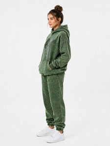Survêtement femme personnalisé avec logo, confortable, effet délavé, style urbain, couleur unie, coupe oversize, design moderne, manches longues, épais - Product Image 6
