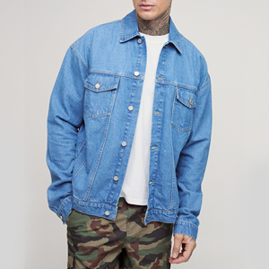 Quality Casual Embroidered Windproof Oversized Drop Shoulder Denim <b>Jeans</b> <b>Jacket</b> for Men Distressed <b>Black</b> 100% Cotton Winter - Product Image 1