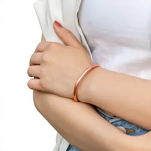 Luxury Copper Wrist Bangle Exquisite Design Promotional Novelty Gift Solid Copper Minimalist Stackable Jewelry Fashion <b>Accessory</b> - Product Image 5