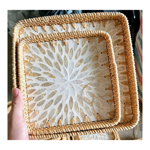 99 <b>GOLD</b> DATA Modern Floral Pattern <b>Serving</b> <b>Tray</b> with Brushed Finish Dishwasher Safe Handles for Residential & Restaurant Use - Product Image 3