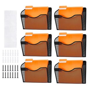 Organizzatore da Parete a Sei Scomparti con 1 Tasca in Rete, Porta Documenti in Metallo per Chiavi, Posta e Fogli - Product Image 1