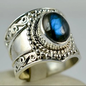 Boho Chic <b>Labradorite</b> Oval Cut 925 Sterling Silver Handmade <b>Ring</b> Perfect November Birthstone Jewelry Gift for Her Birthday - Product Image 3