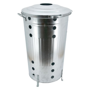 Bac à incinérer en acier galvanisé avec couvercle et pieds, pour déchets de jardin, feuilles et bois, à utiliser en extérieur. - Product Image 2