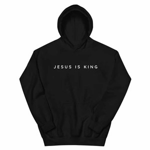 Sudadera con Capucha Cruzada 'Jesus Is King' para Hombre, Mujer y Jóvenes, Estilo Vintage, Lavado Ácido, Algodón y Felpa, Bordado Chenille Personalizado - Product Image 4