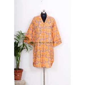 Vestido de Vacaciones, Vestido Largo de Algodón Indio, Bata con Cinturón y Botones, Camisón para Mujer, Camisón Largo Tipo Kimono - Product Image 3