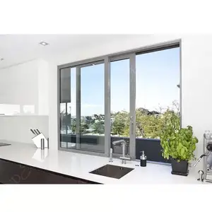 法式简约设计双层玻璃推拉窗高品质铝框推拉窗防水