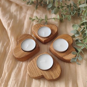 Portavelas de Madera Hecho a Mano, Soporte para Velas de Té de Madera Natural, Decoración Rústica para el Hogar, Regalo para el Día de San Valentín - Product Image 1