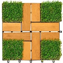 Carreaux carrés en bois d'acacia antidérapants modernes GWV-6080CG 300x300mm pour intérieur/extérieur, balcon, jardin, allée, cour, décoration de pièce - Product Image 4
