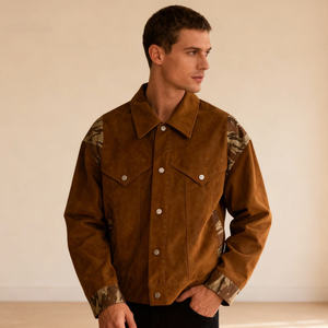 Chaqueta de Cuero para Hombre, Estilo Urbano Otoñal, con Logotipo Bordado, Cuello Alto, Cierre de Botones Metálicos, Acabado Recubierto, Forro de Bambú - Product Image 6