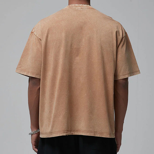 T-shirts pour hommes en coton lourd surdimensionné avec logo personnalisé sur le devant, impression de haute qualité, anti-rides, 240g - Product Image 2