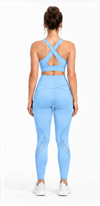 <b>Women</b> Yoga Set <b>Short</b> Sleeve Crop Top High Waist <b>Leggings</b> Two Piece Buttery Soft Four Way Stretch Gym Fitness Pilates Workout - Product Image 6
