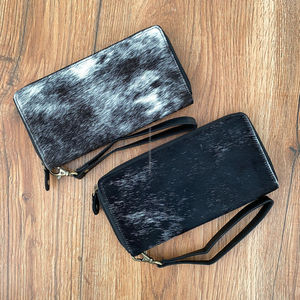 Precio de fábrica, monedero de piel de vaca para mujer, cartera con cremallera, Cartera de mano larga de cuero genuino, tarjetero, carteras para mujer - Product Image 2