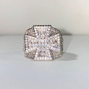 Anillo de Diamantes de Oro Blanco de Lujo para Mujer, Corte Baguette, Color D Natural, Certificado por GIA, Joyería de Compromiso - Product Image 1