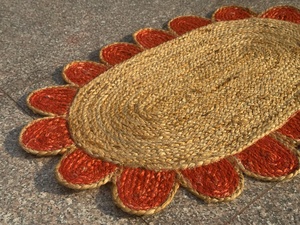 100% Handmade Braided Scalloped Jute <b>Rug</b> | Natural Eco Friendly <b>Boho</b> Farmhouse Area <b>Rug</b> | Custom Size Wholesale Supplier - Product Image 2