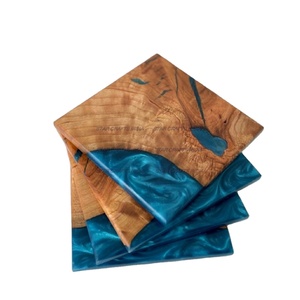Posavasos únicos de madera personalizados, alfombrilla para taza de té, posavasos único redondo cuadrado de resina, almohadilla para taza de aislamiento térmico, resina epoxi - Product Image 1