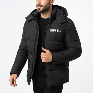Veste matelassée pour homme, à capuche, fermeture éclair intégrale, épaisse, rembourrée, manteau d'hiver chaud, veste décontractée pour l'extérieur, couleur unie, doudoune pour homme - Product Image 2