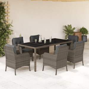 Conjunto de Comedor de Jardín de Ratán PE Gris con Fundas Extraíbles - Product Image 1