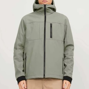 Chaqueta con Capucha para Hombre, Resistente al Agua, Cierre de Cremallera, Corte Regular, para Otoño, Uso en Exteriores, Color Sólido, Material de Poliéster - Product Image 4