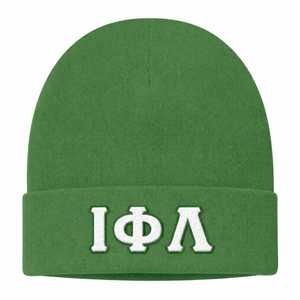 Iota Phi Lambda Sorority Emerald Green Beanie Greek Letter Apparel <b>Womens</b> Winter Knit <b>Hat</b> Casual Warm Headwear <b>Top</b> - Product Image 5