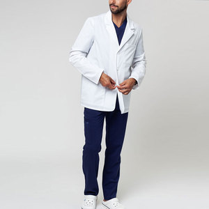 Blouse de laboratoire blanche coupe classique pour professionnel médical, longue, avec col rabattable et fermeture boutonnée - Product Image 6