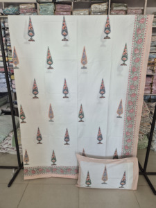 Juego de Sábanas de Algodón Percale de 300 Hilos, Tamaño King, con Estampado Artesanal, para Uso Doméstico, Hecho en India - Product Image 3