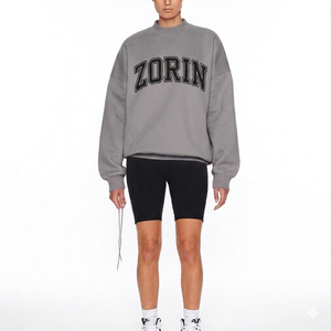Sweat-shirt oversize à col montant pour femme, personnalisable sur le devant, séchage rapide, respirant, en polaire polyester/coton - Product Image 1