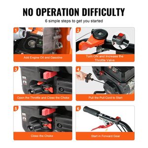 Cultivateur de jardin 212CC 4 temps avec 4 lames arrière réglables en acier pour pelouse et jardinage - Product Image 6