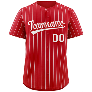 Maillot de softball personnalisé pour homme, blanc à rayures fines, manches courtes, boutons sur le devant, polyester respirant, impression personnalisée du nom de l'équipe - Product Image 4