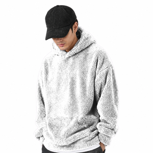 <b>Mens</b> Black <b>Sherpa</b> Hooded Oversized Sweatshirt Casual Winter Wear Anti-Pilling Knitted Solid Color Regular Fit - Product Image 3
