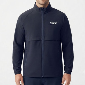 Chaqueta de poliéster para hombre con cuello alto y cremallera de un cuarto, tela elástica en 4 direcciones, adecuada para entrenamiento deportivo, sesiones de fitness y uso al aire libre. - Product Image 1