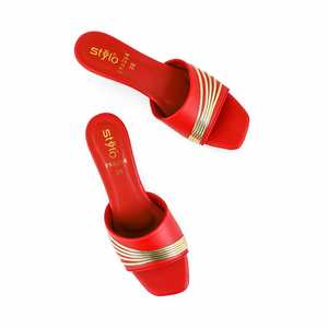 Maroon Formal <b>Heeled</b> Sandal FR8284 <b>Slipper</b> - Product Image 1