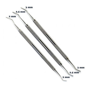Spatules dentaires manuelles professionnelles en acier inoxydable à double extrémité pour composites, 3 pièces (2mm, 2.5mm, 3mm) – Instruments de restauration - Product Image 1