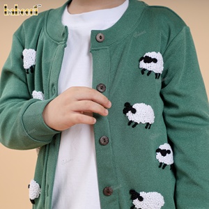 Cárdigan de Algodón 100% Bordado a Mano con Diseño de Ovejas para Niños, Ropa Infantil al por Mayor, Certificado OEKO-TEX, Ignífugo - Product Image 2