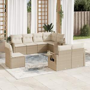 Conjunto de Sofá Plegable Grande para Jardín en Ratán Sintético PE Beige, Elegante y Práctico - Product Image 1