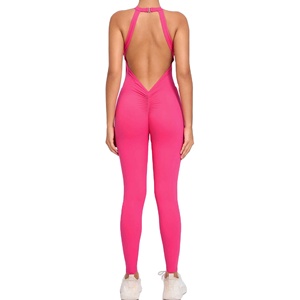 Mono de yoga de secado rápido para mujer con logo OEM personalizado, novedad de primavera, efecto levantacola, ideal para gimnasio y deportes, mono de punto para gimnasio. - Product Image 5