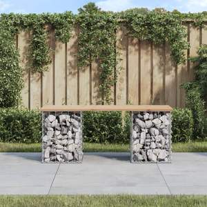 Banco de Jardín de Madera de Pino Macizo con Acero Galvanizado, Banco de Patio Compacto de Madera Natural - Product Image 1