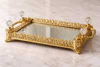Plateau de service en or de luxe pour décoration de mariage, plateau décoratif arabe islamique pour Ramadan, plateau à thé en métal de qualité supérieure