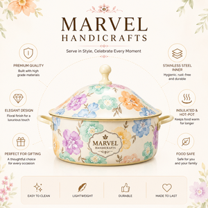 <b>Marvel</b> Handicrafts Insulated Stainless Steel Hot Pot Casserole Pastel Floral <b>Printed</b> Food Warmer Serving Bowl Kitchen Giftware - Product Image 5