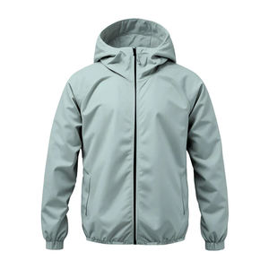 Veste coupe-vent réfléchissante à capuche en similicuir pour homme, personnalisable avec logo, pour la course et l'entraînement, légère, imperméable, hiver - Product Image 1