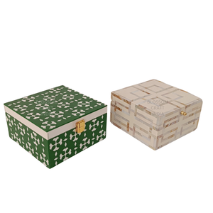 Boîte classique en nacre incrustée d'os, rangement multifonctionnel pour bijoux, étui organisateur de luxe fait main, cadeau décoratif haut de gamme - Product Image 4